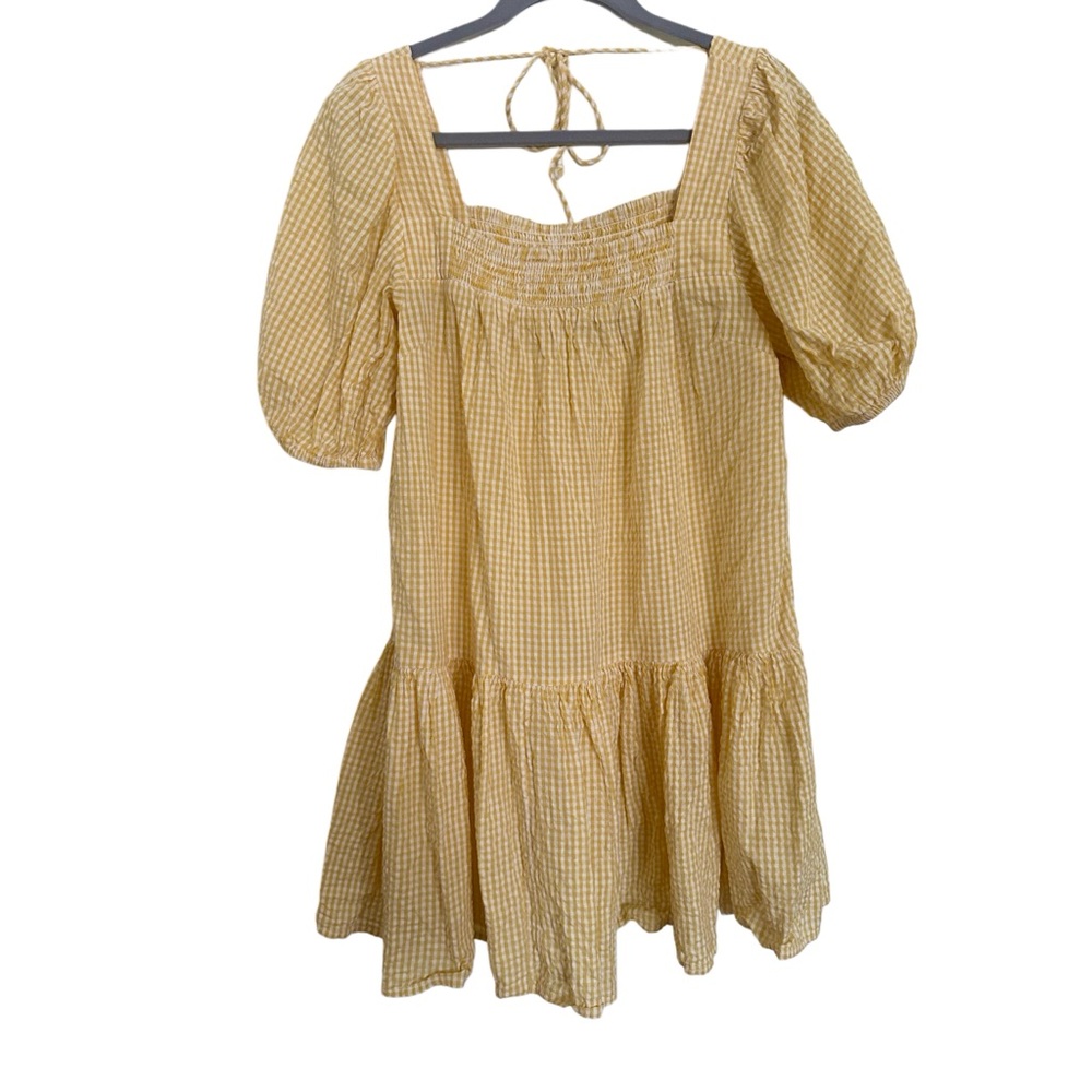 New Look Yellow Gingham Puff Sleeve Dress